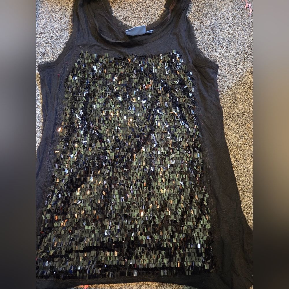 Simply Vera Vera Wang Black Sleeveless Top with Sequin Detail